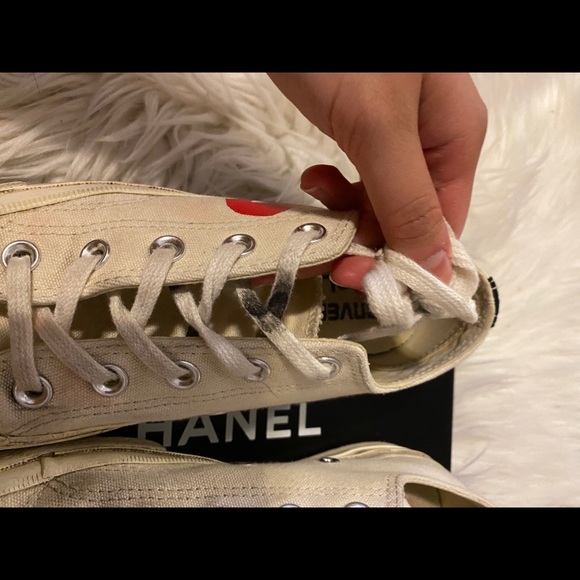 Comme Des Garçons White Sneakers sz 6.5 - Picture 4 of 5